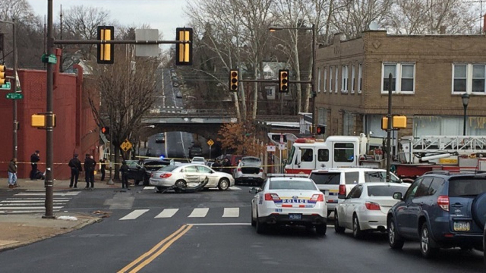 The scene of the crash in Philadelphia.