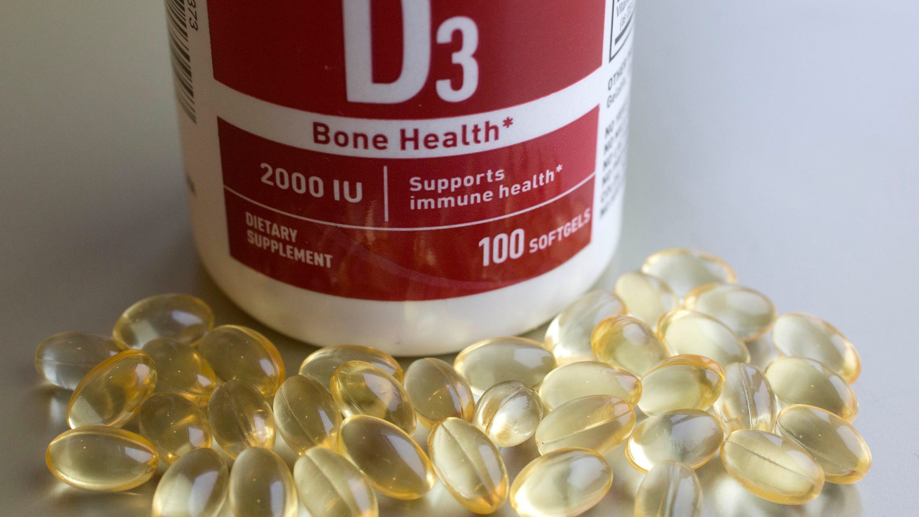 Vitamin D tablets are displayed, Wednesday, Nov. 9, 2016, in New York. Doctors are warning about vitamin D again, and it isn't the "we need more" news you might expect. Instead, they say there's an epidemic of needless testing and too many people taking too many pills for a deficiency that very few people truly have. (AP Photo/Mark Lennihan)
