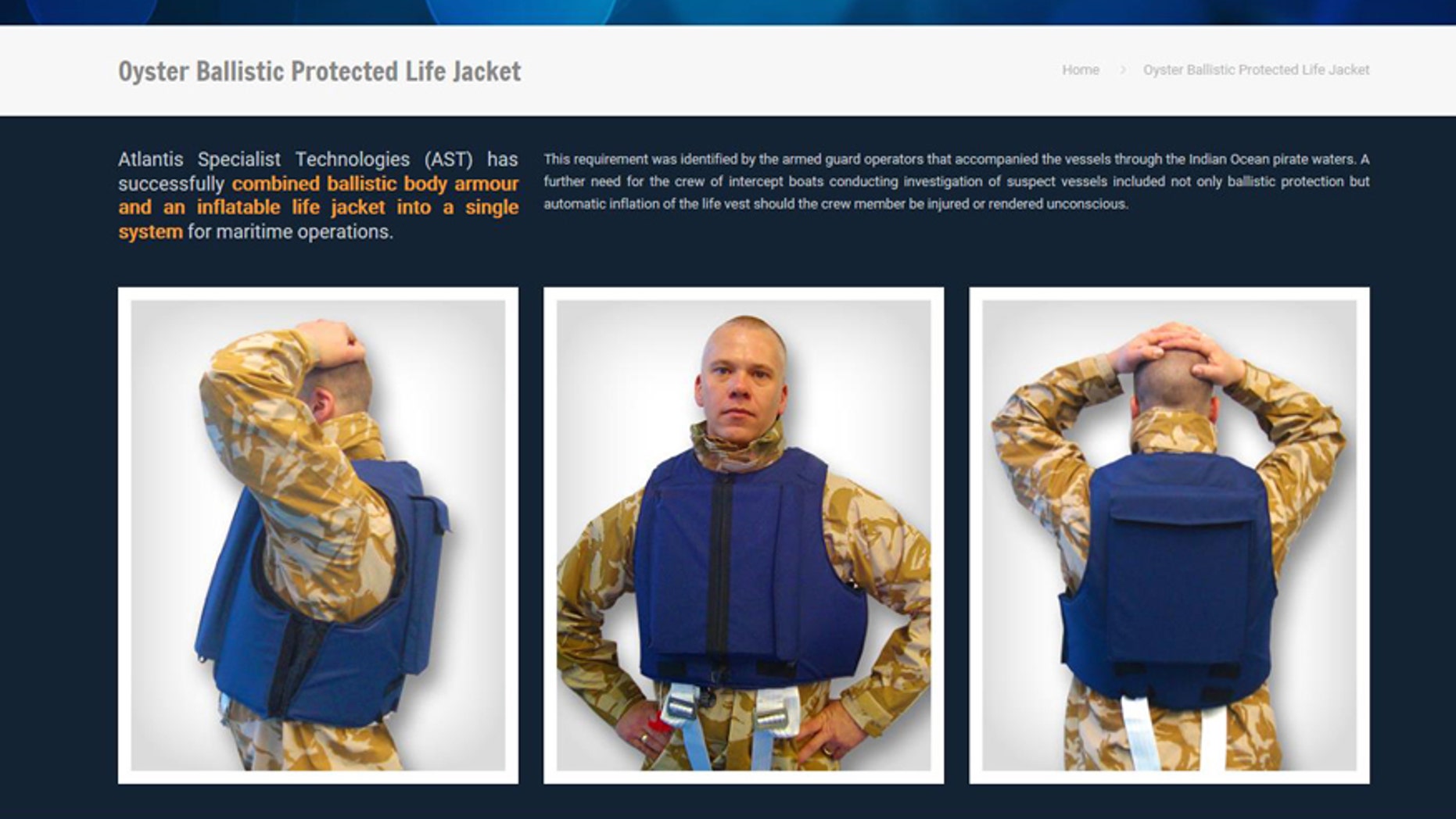 (Oyster Ballistic Projected Life Jacket screenshot from http://atlantiscorp.co.za)
