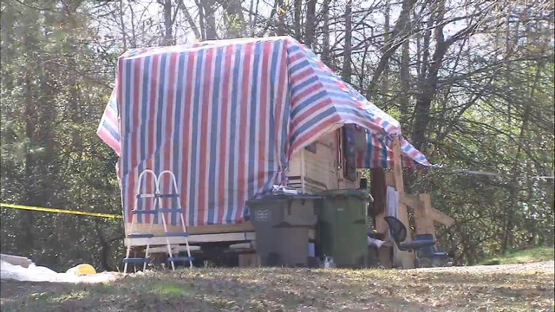 A camper parked at the home.