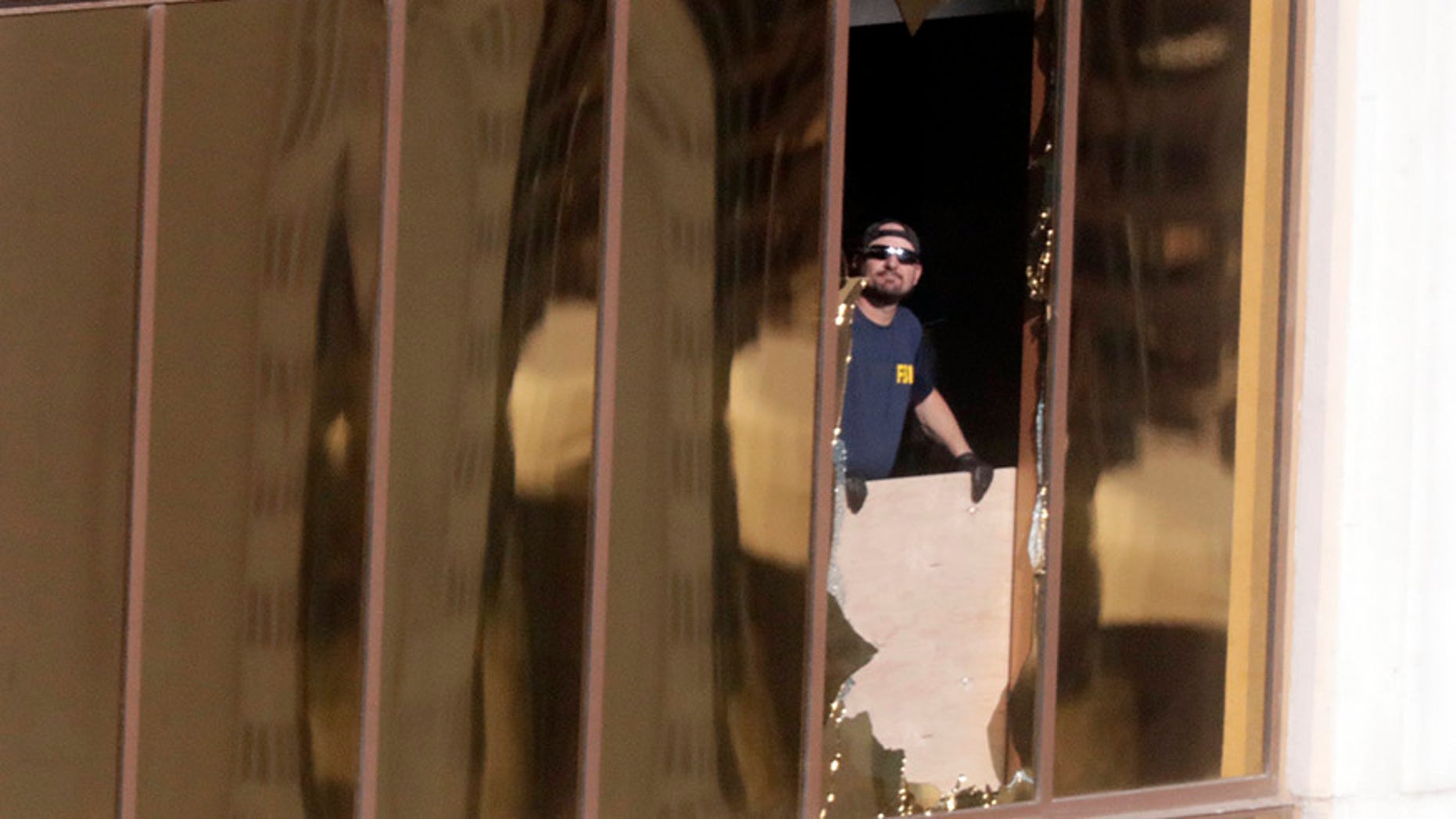 Stephen Paddock broke the windows in his suite in order to use the room as a firing perch.