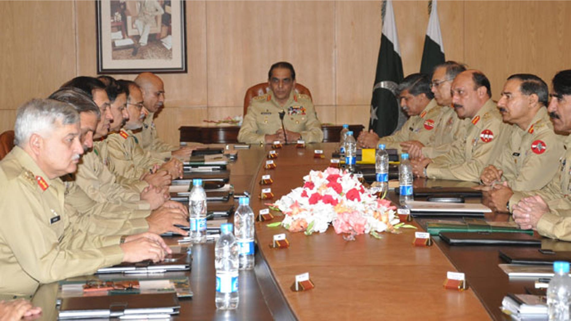 In this Thursday, May 5, 2011 photo provided by Inter Services Public Relation department, Pakistan's army chief General Ashfaq Parvez Kayani, center, presides the Corps Commander conference at General Headquarters in Rawalpindi, Pakistan. (AP)