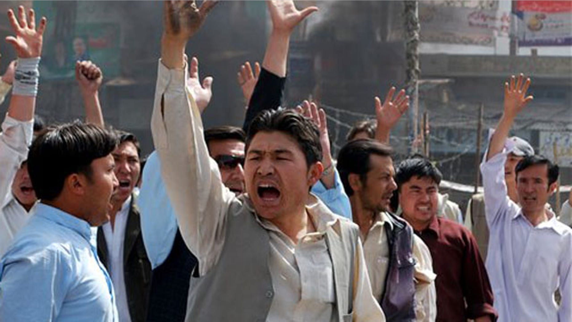 March 29, 2012: Pakistani protesters shout slogans against government to condemn killings in Quetta, Pakistan after an attack by a gunman who appeared to target local employees of the United Nations Food and Agriculture Organization, officials said.