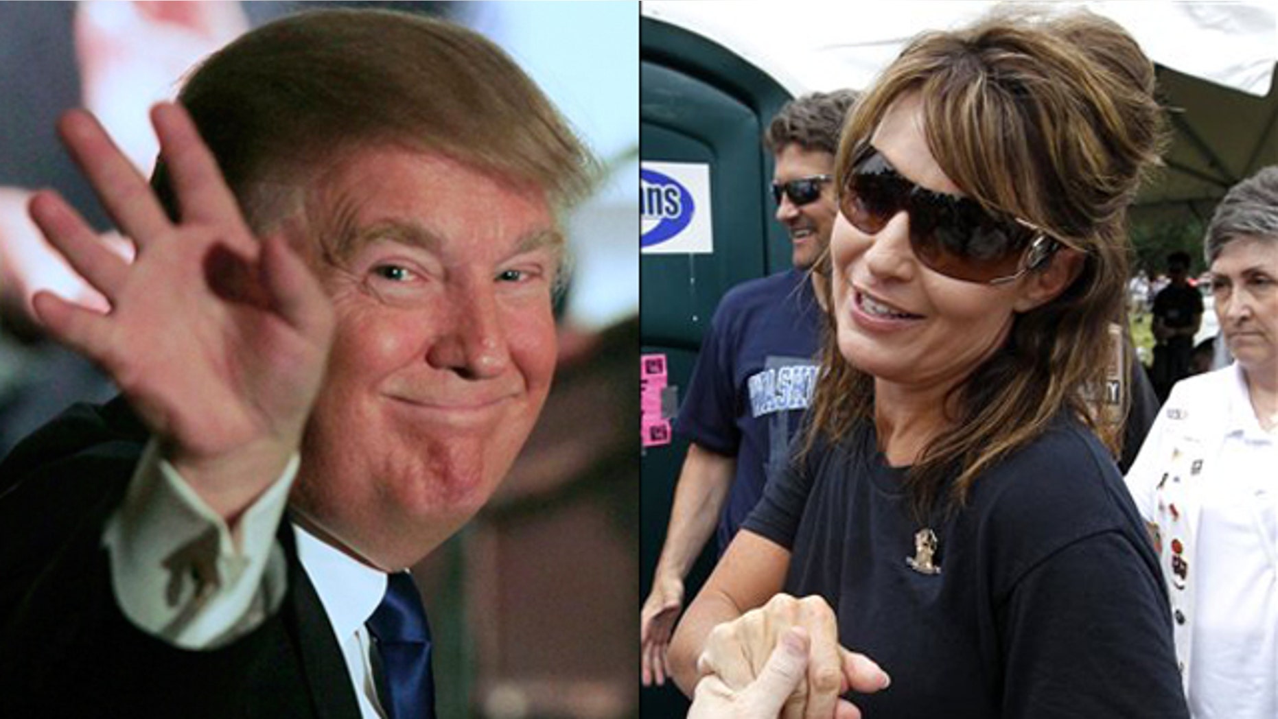 Shown here are Donald Trump, left, and former Alaska Gov. Sarah Palin.