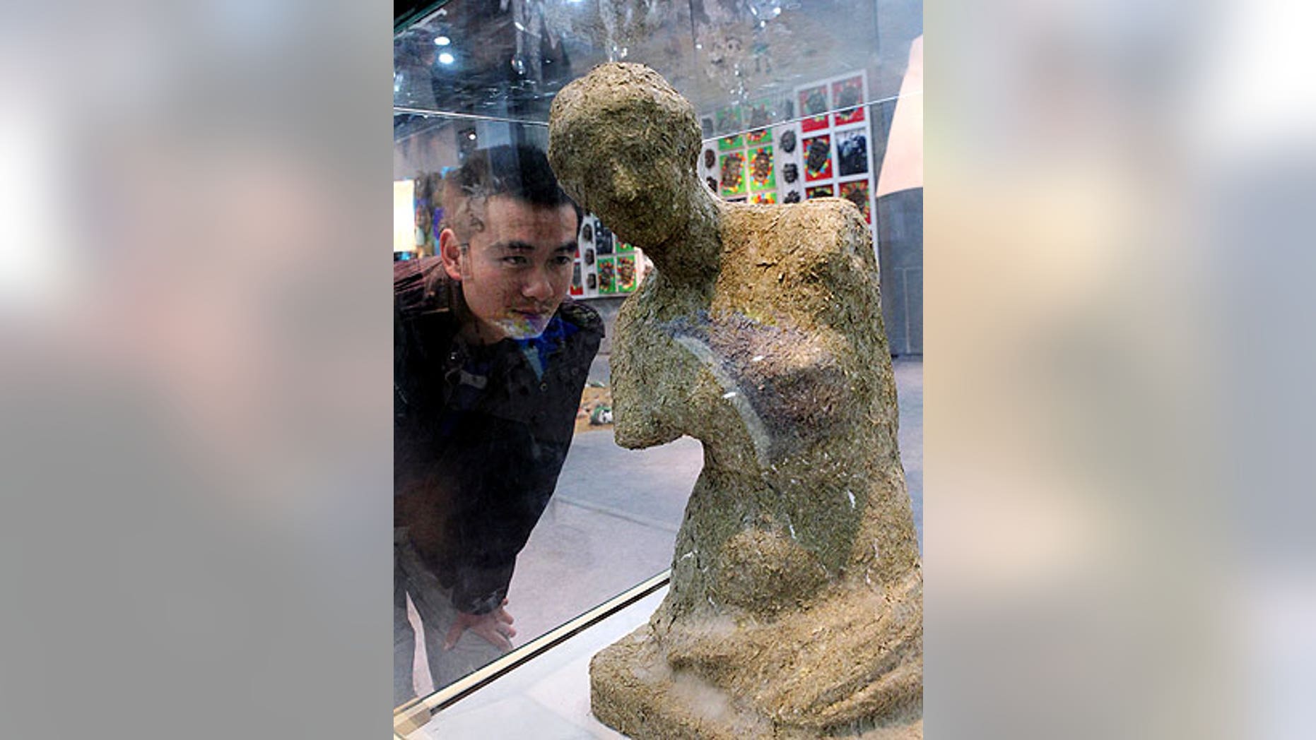 A replica of the famed Venus de Milo statue, made from panda dung, at an exhibition in Zhengzhou, central China Henan province.