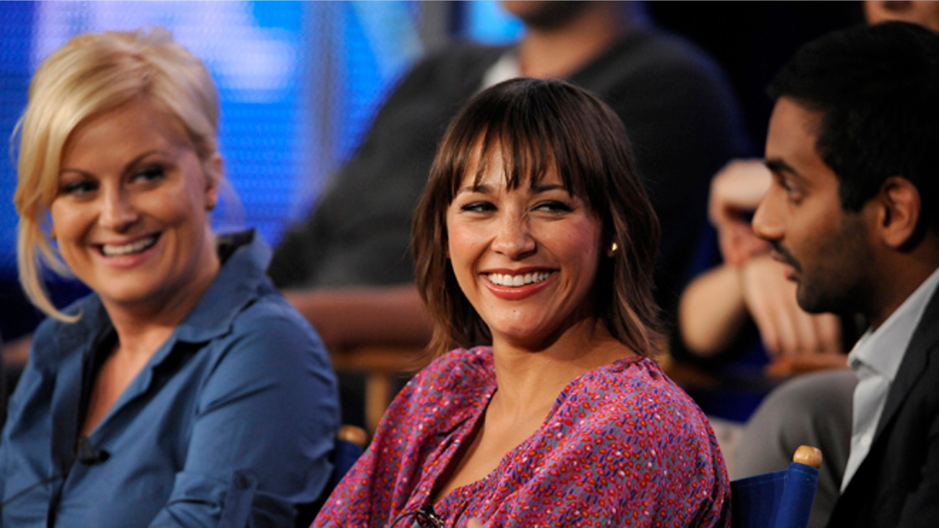 Amy Poehler, Rashida Jones and Aziz Ansari from "Parks and Recreation." Cast member Natalie Morales just came out as 'queer.'