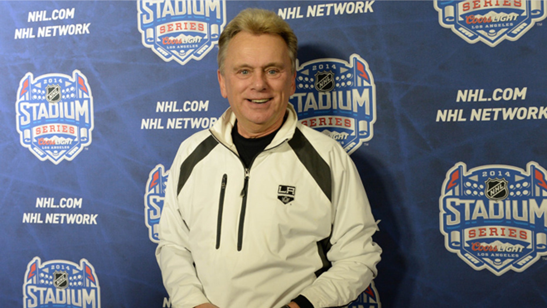 Jan 25, 2014. Pat Sajak arrives on the red carpet for the Stadium Series hockey game between the Anaheim Ducks and the Los Angeles Kings at Dodger Stadium.