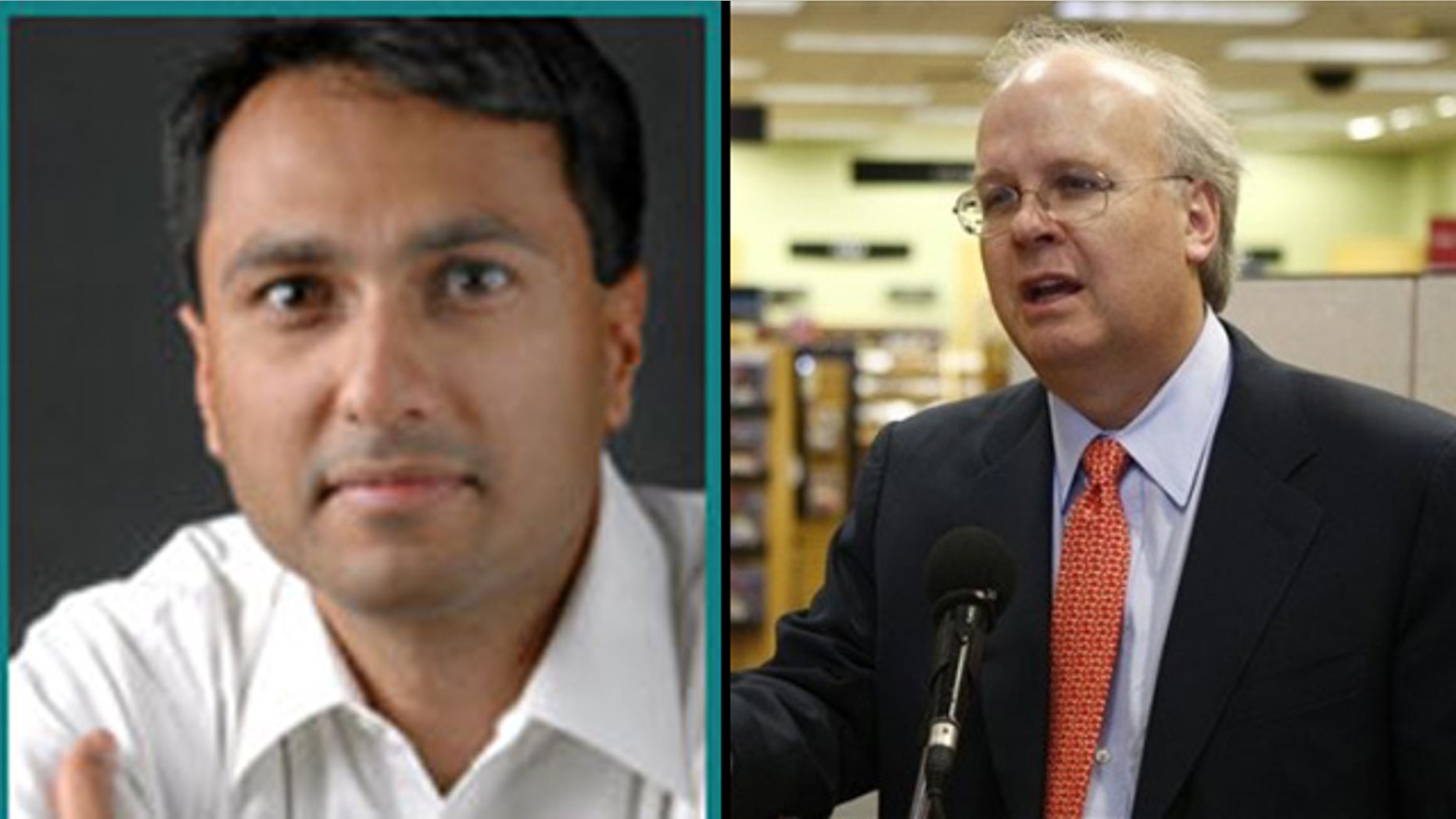 Loyola University Chicago has refused to host Karl Rove (r) but is welcoming Obama appointee Eboo Patel (l). (IFYC/AP)