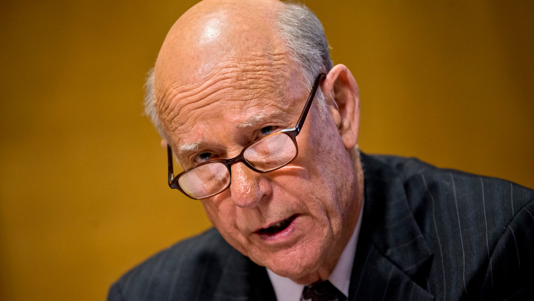 FILE: Senate Finance Committee member Sen. Pat Roberts, R-Kansas questions Health and Human Services Secretary Kathleen Sebelius on Capitol Hill.