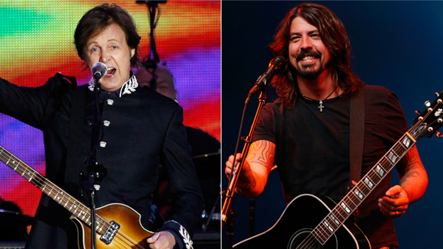 Paul McCartney, left, and Dave Grohl, right.