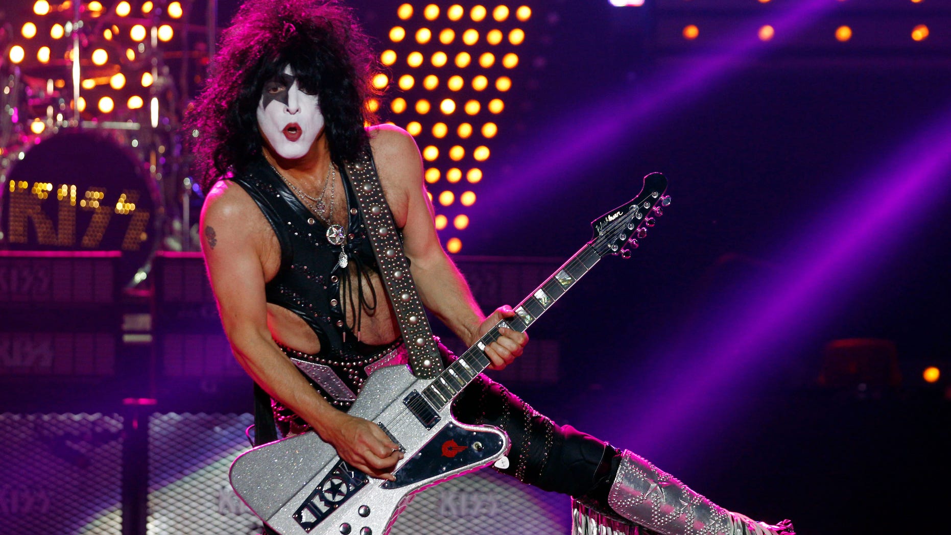 November 7, 2012. Paul Stanley of the rock band Kiss performs during their show in Buenos Aires.