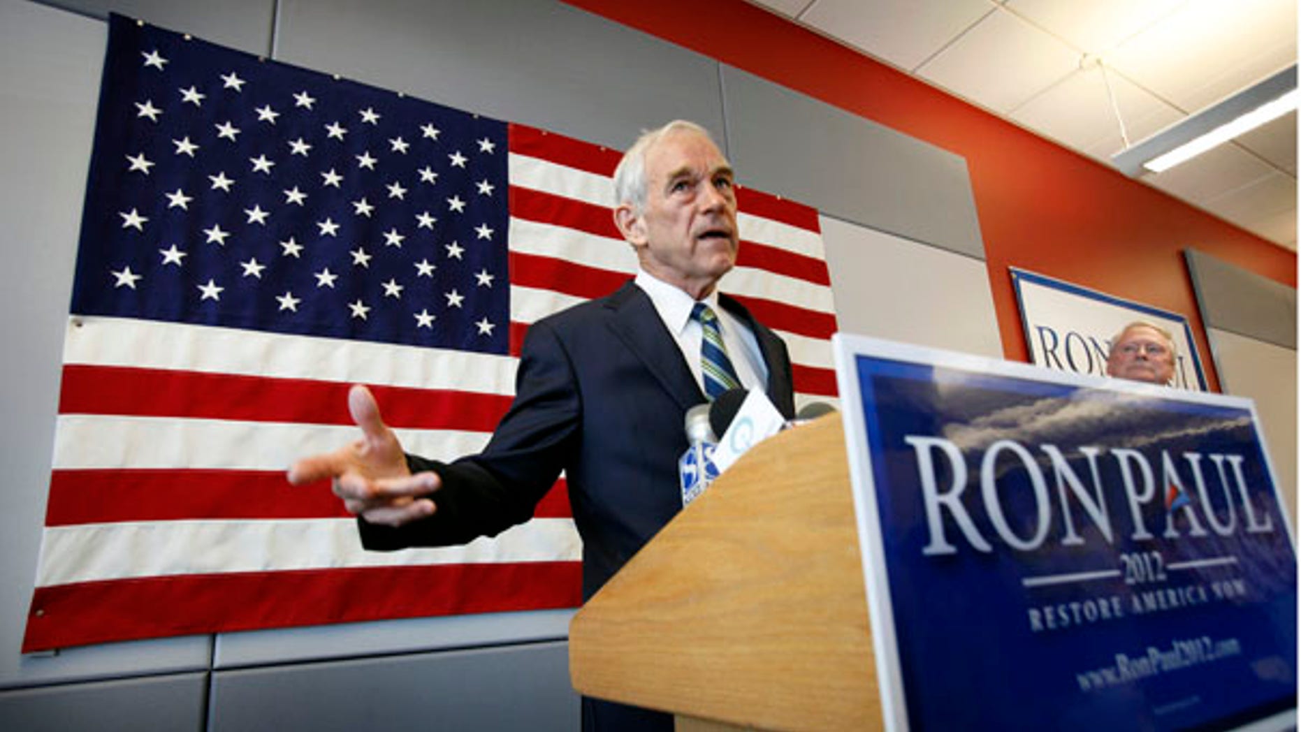 Tuesday: Rep. Ron Paul, R-Texas, speaks during a news conference at his newly opened Iowa campaign office in Ankeny, Iowa.