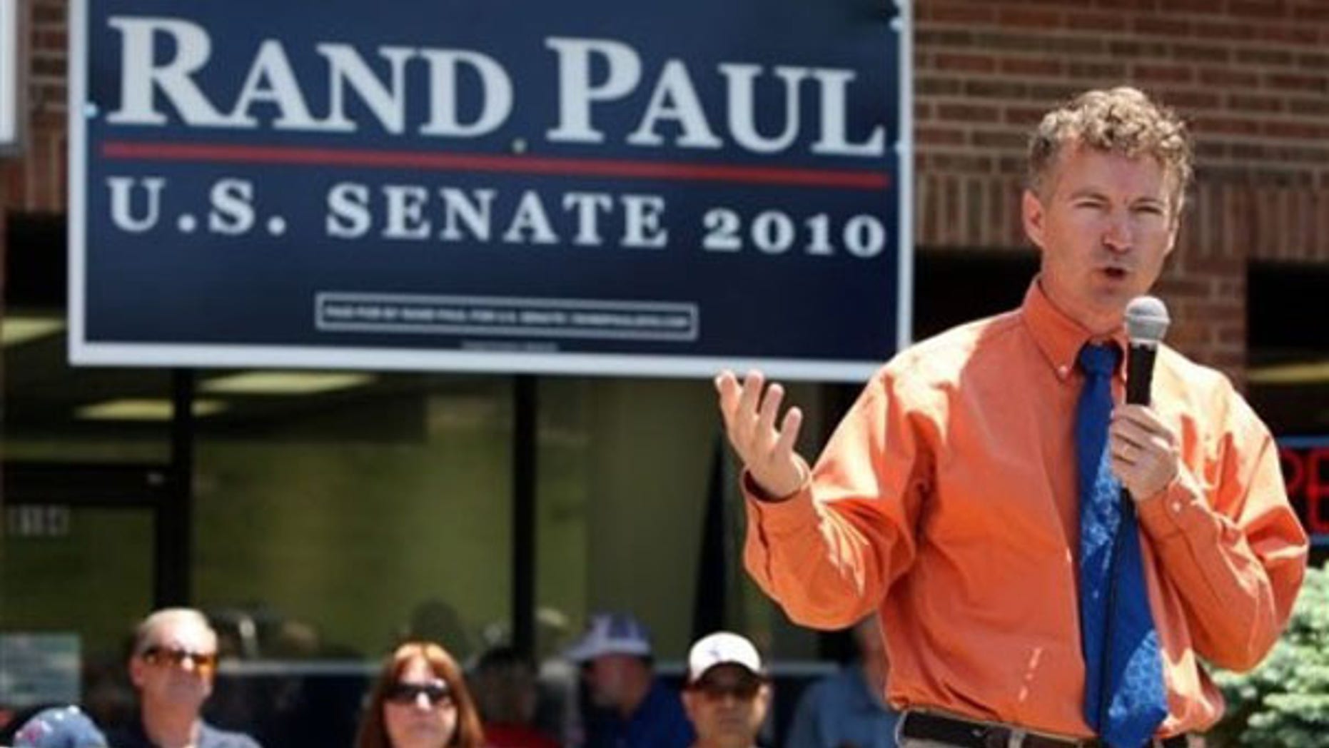 Rand Paul speaks to supporters at his Senate campaign headquarters in Florence, Ky., May 15. (AP Photo)