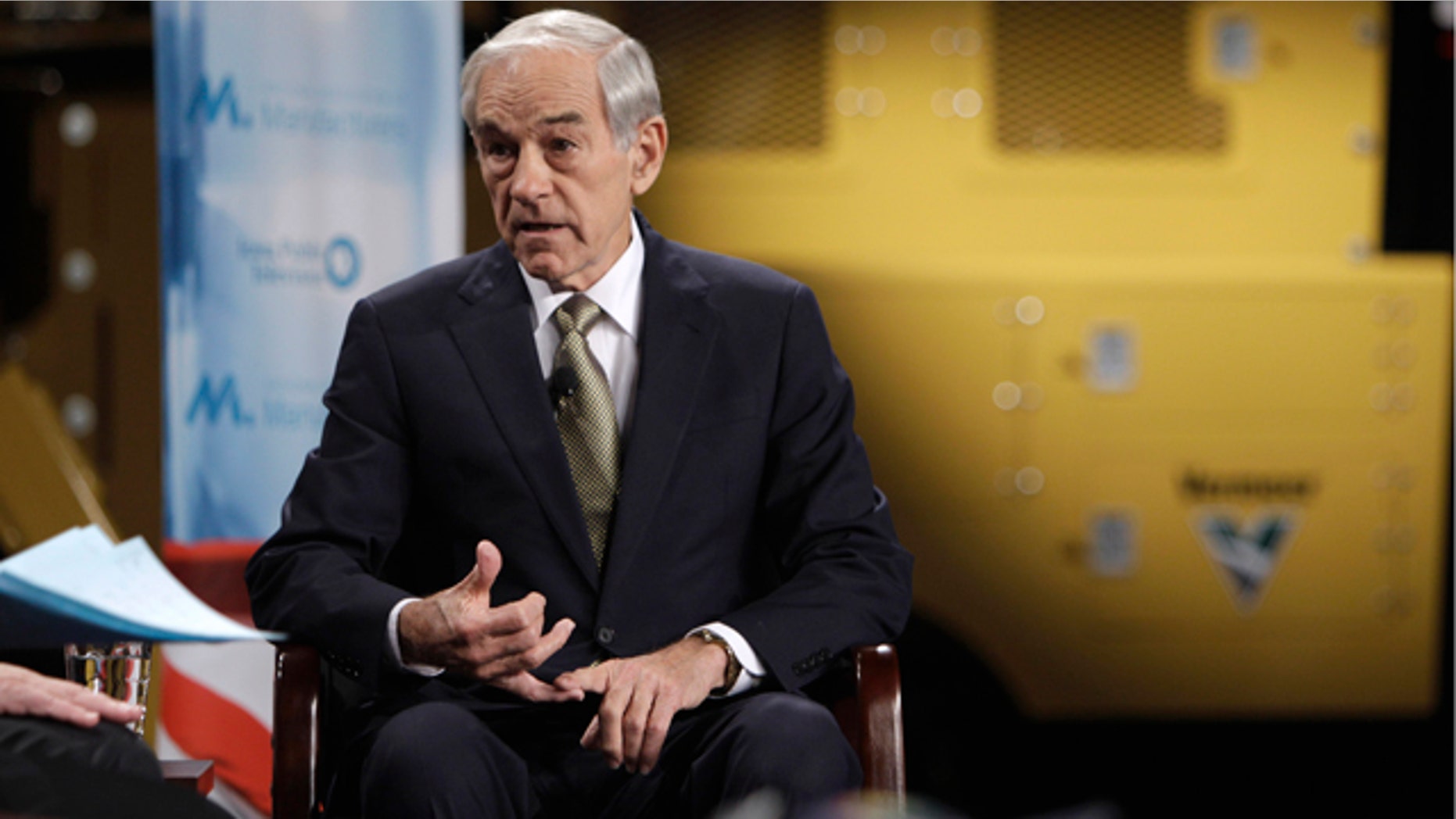 Nov. 1, 2011: Republican presidential candidate Rep. Ron Paul speaks during the Republican Presidential Forum on Manufacturing in Pella, Iowa.