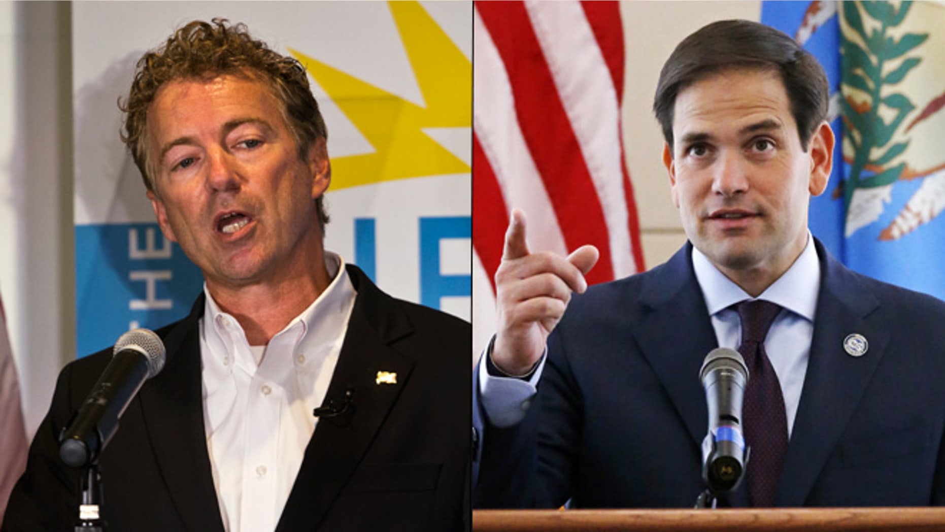 At left, Kentucky Sen. Rand Paul; at right, Florida Sen. Marco Rubio.