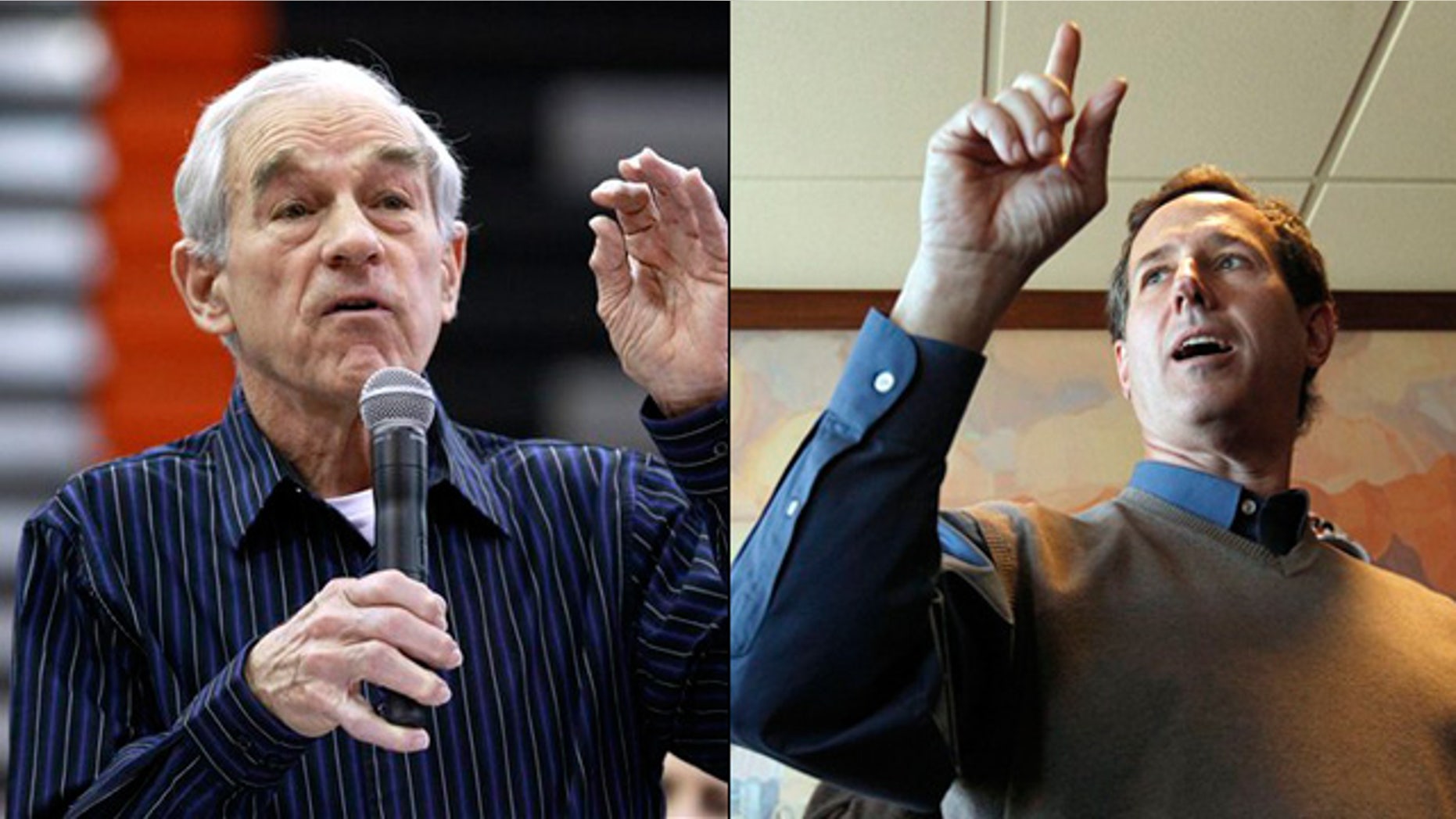 Shown here are Republican presidential candidates Ron Paul, left, and Rick Santorum.