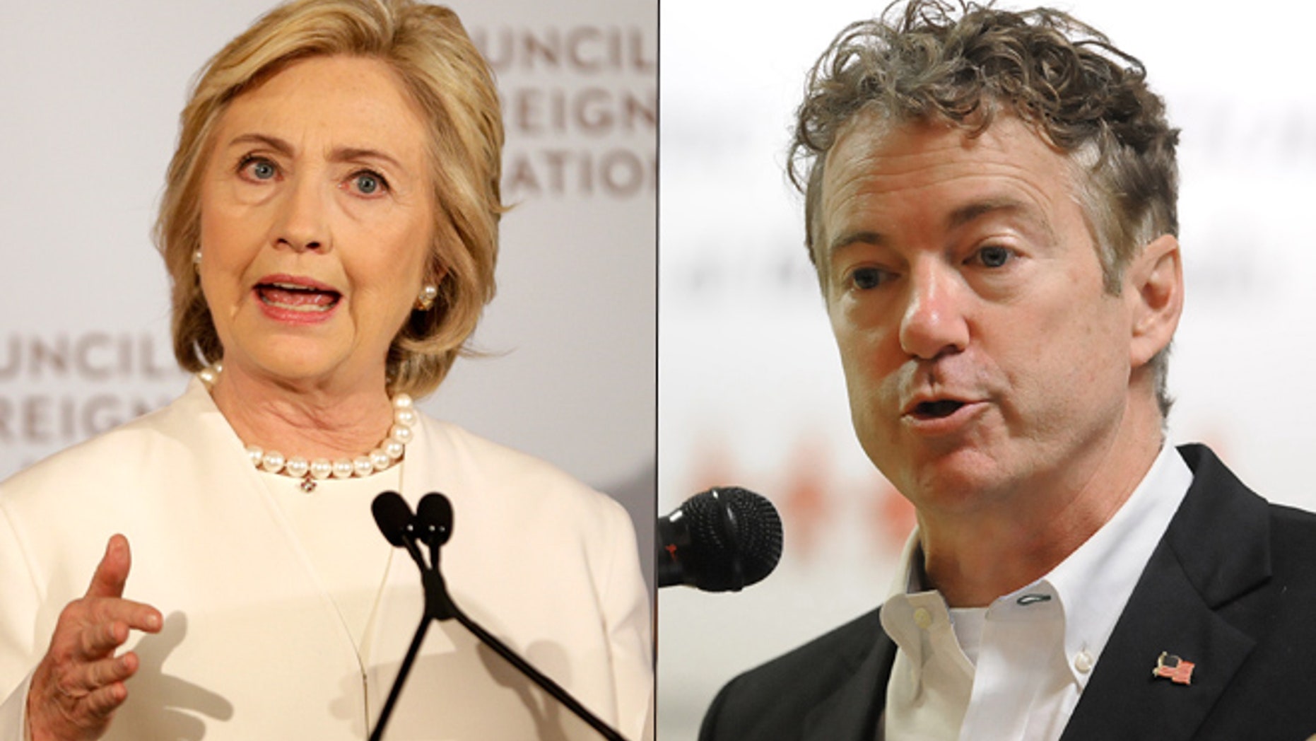 At left, Hillary Clinton; at right, Sen. Rand Paul (AP)