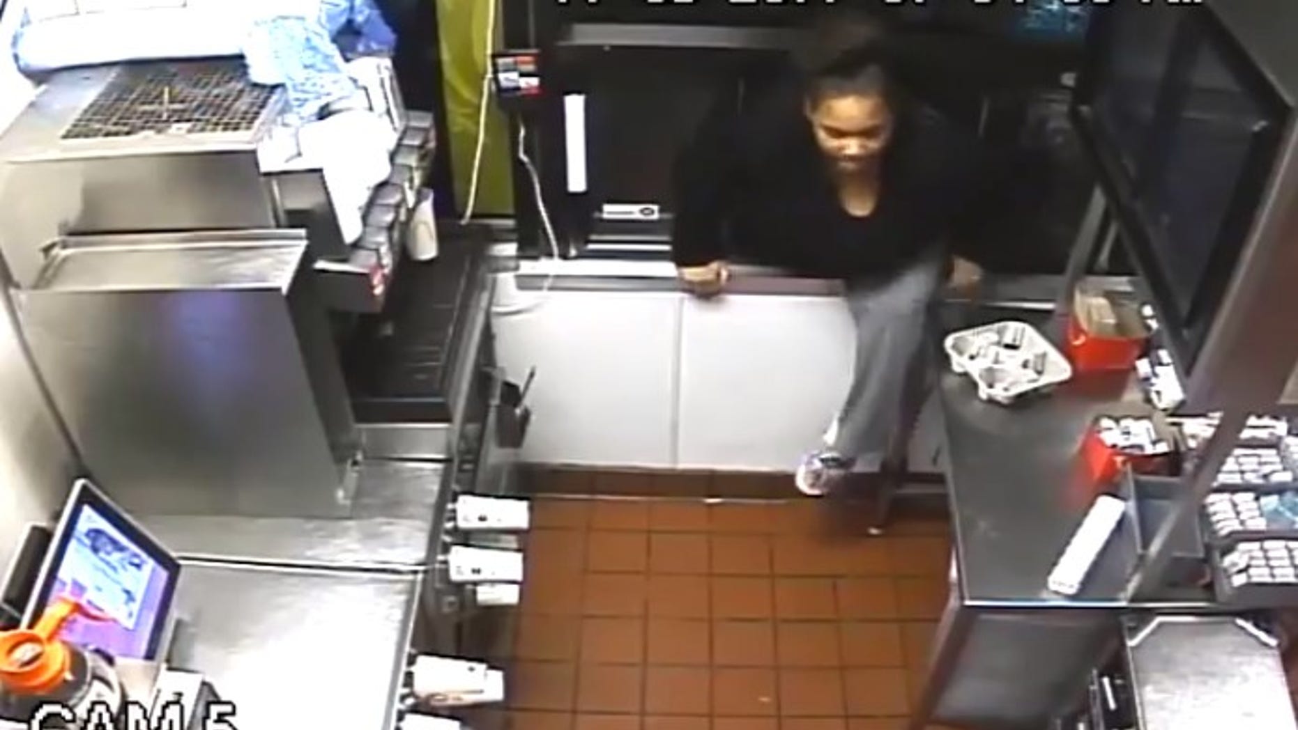 Police in Maryland are looking for a woman who broke into a McDonald's drive-thru and stole food and cash.