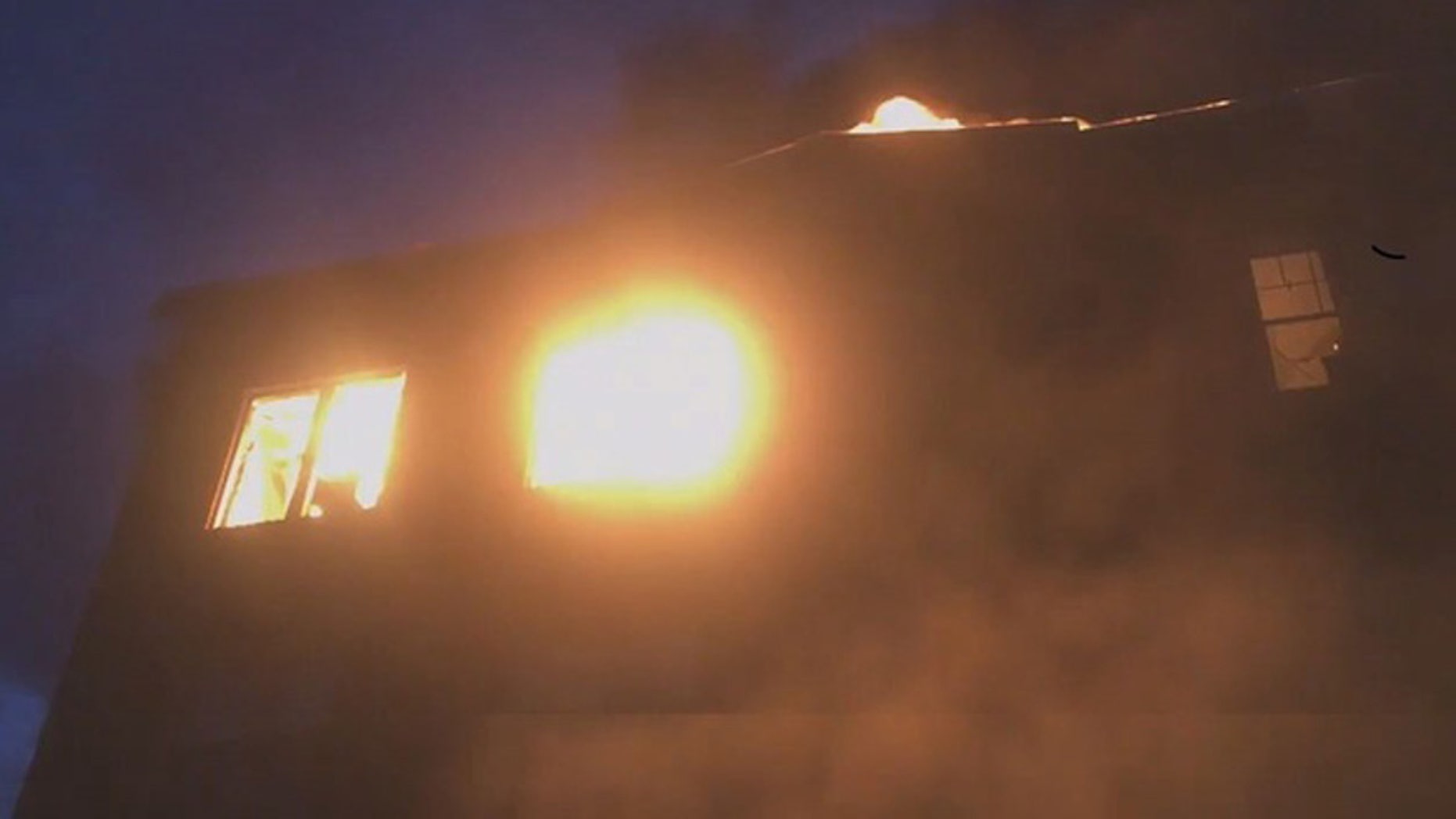 A screenshot of a video taken by SC Fire and EMS of an apartment fire that displaced 200 people.