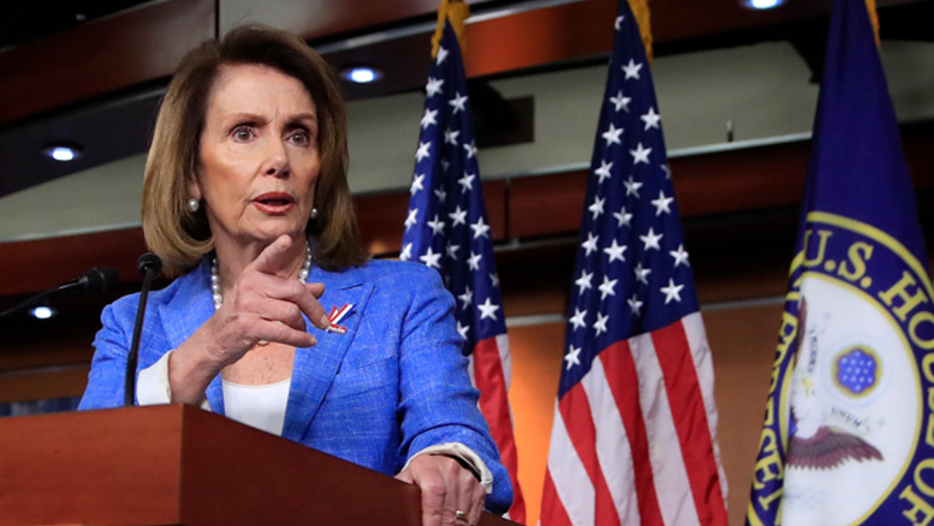 House Minority Leader Nancy Pelosi of Calif. speaks to reporters during a news conference on Capitol Hill in Washington, Thursday, June 22, 2017. (AP Photo/Manuel Balce Ceneta)
