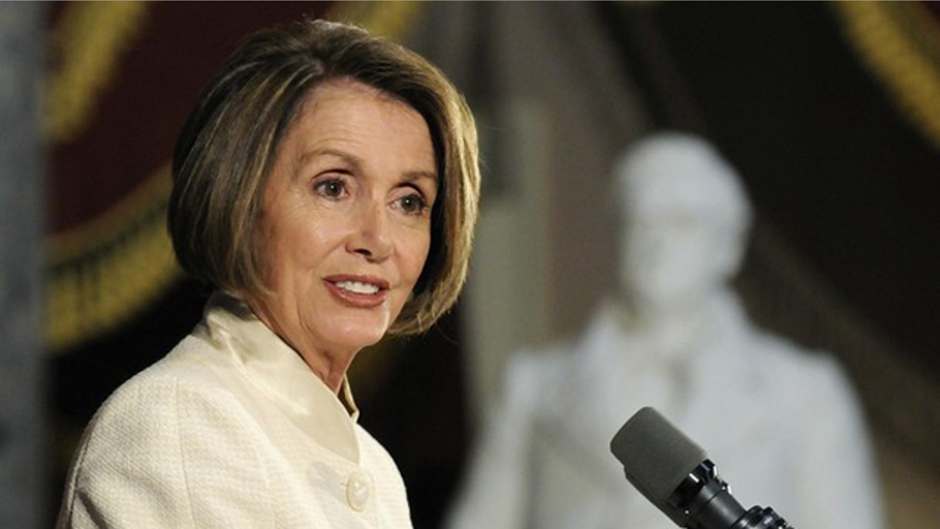 House Speaker Nancy Pelosi addresses a ceremony commemorating the 60th anniversary of the Korean War at the U.S. Capitol June 24. (Reuters Photo)