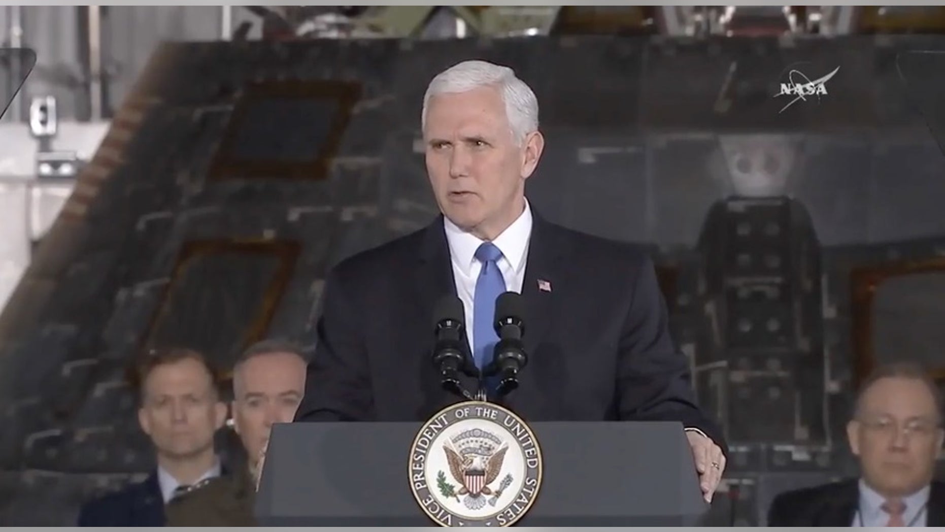 Vice President Pence speaking at the second National Space Council meeting in February, is expected to make a space policy announcement in a speech next Monday in Colorado.