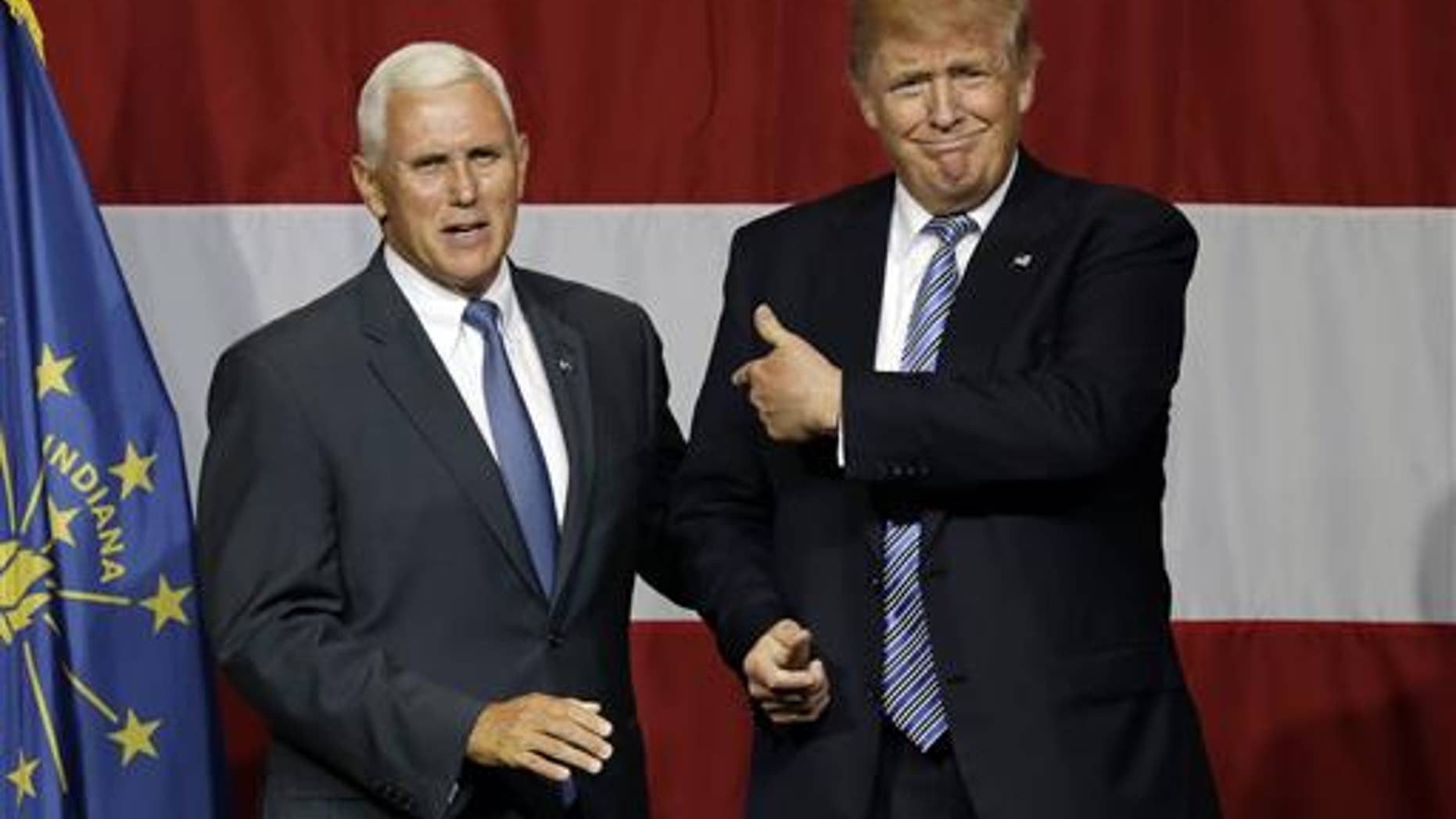 FILE -- Indiana Governor Mike Pence and Donald Trump