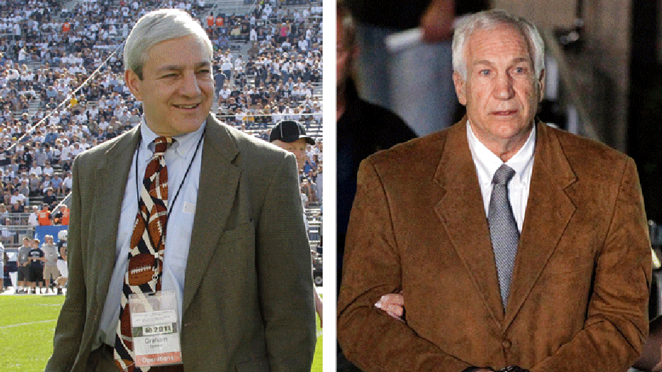 Graham Spanier (l.) was president of Penn State when the scandal involving Jerry Sandusky (r.) unfolded.