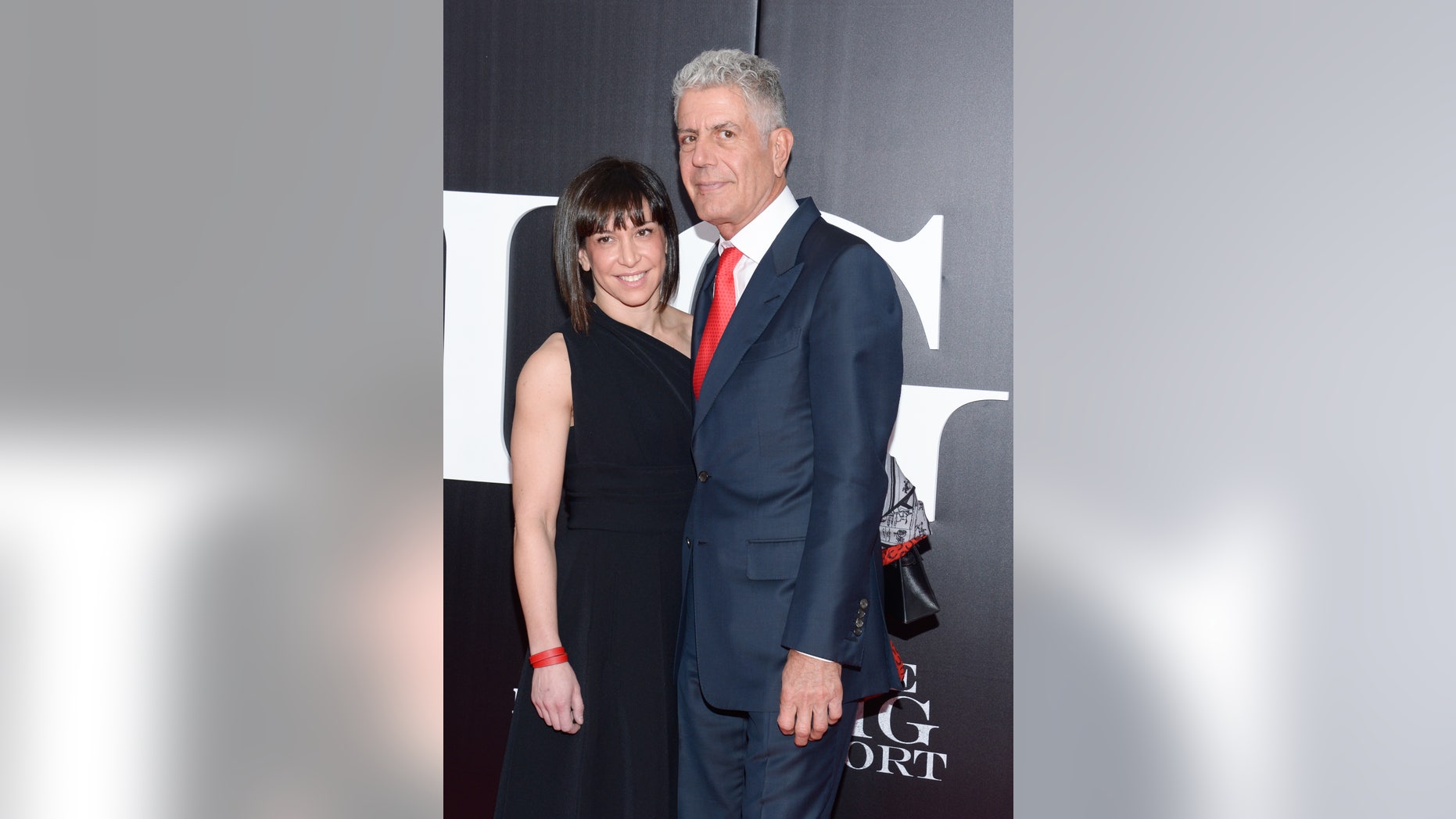 In this Nov. 23, 2015, file photo, chef and television personality Anthony Bourdain and wife Ottavia Busia attend the premiere of "The Big Short" at the Ziegfeld Theatre in New York.