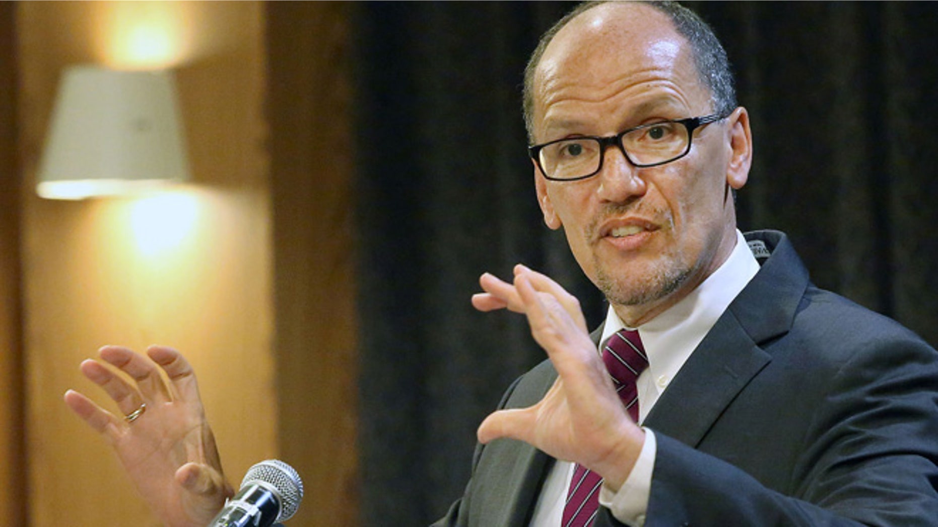 Aug. 18, 2014: Secretary of the U.S. Department of Labor Thomas Perez speaks to business and community leaders at a Los Angeles Area Chamber of Commerce event. (AP)