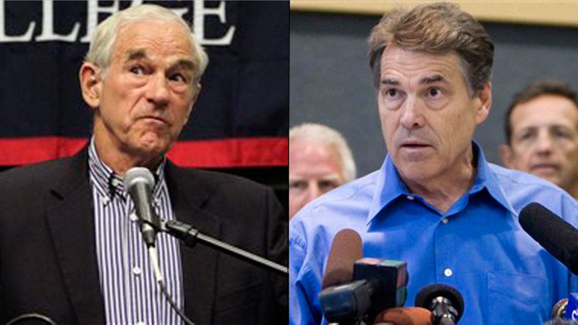 Shown here are Texas Rep. Ron Paul, left, and Texas Gov. Rick Perry.