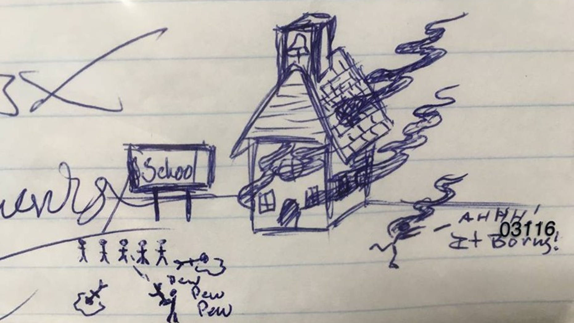 A Florida man was arrested last week for drawing what was believed to be threatening images on an elementary school student's homework.