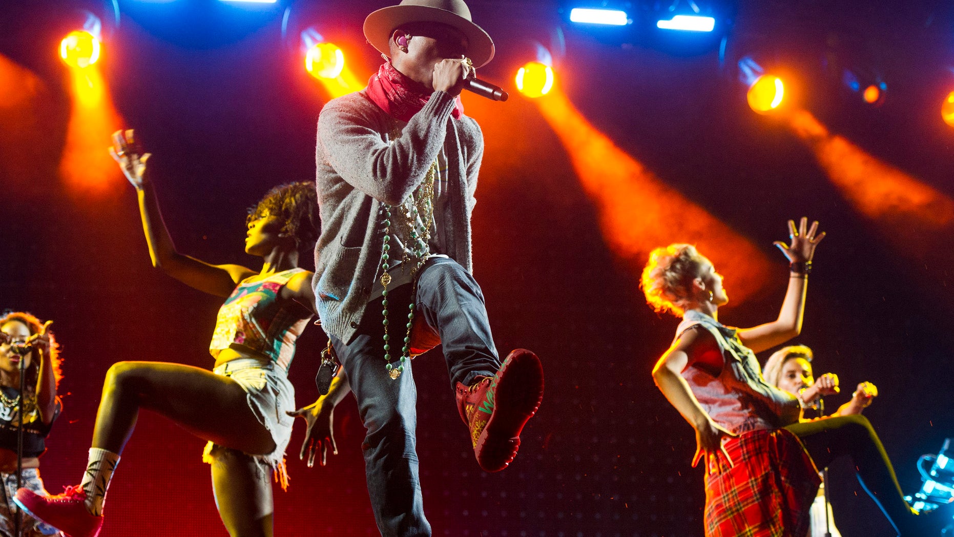 August 31, 2014. Pharrell Williams performs on Day 2 of the Budweiser Made in America Festival on Sunday in Philadelphia.