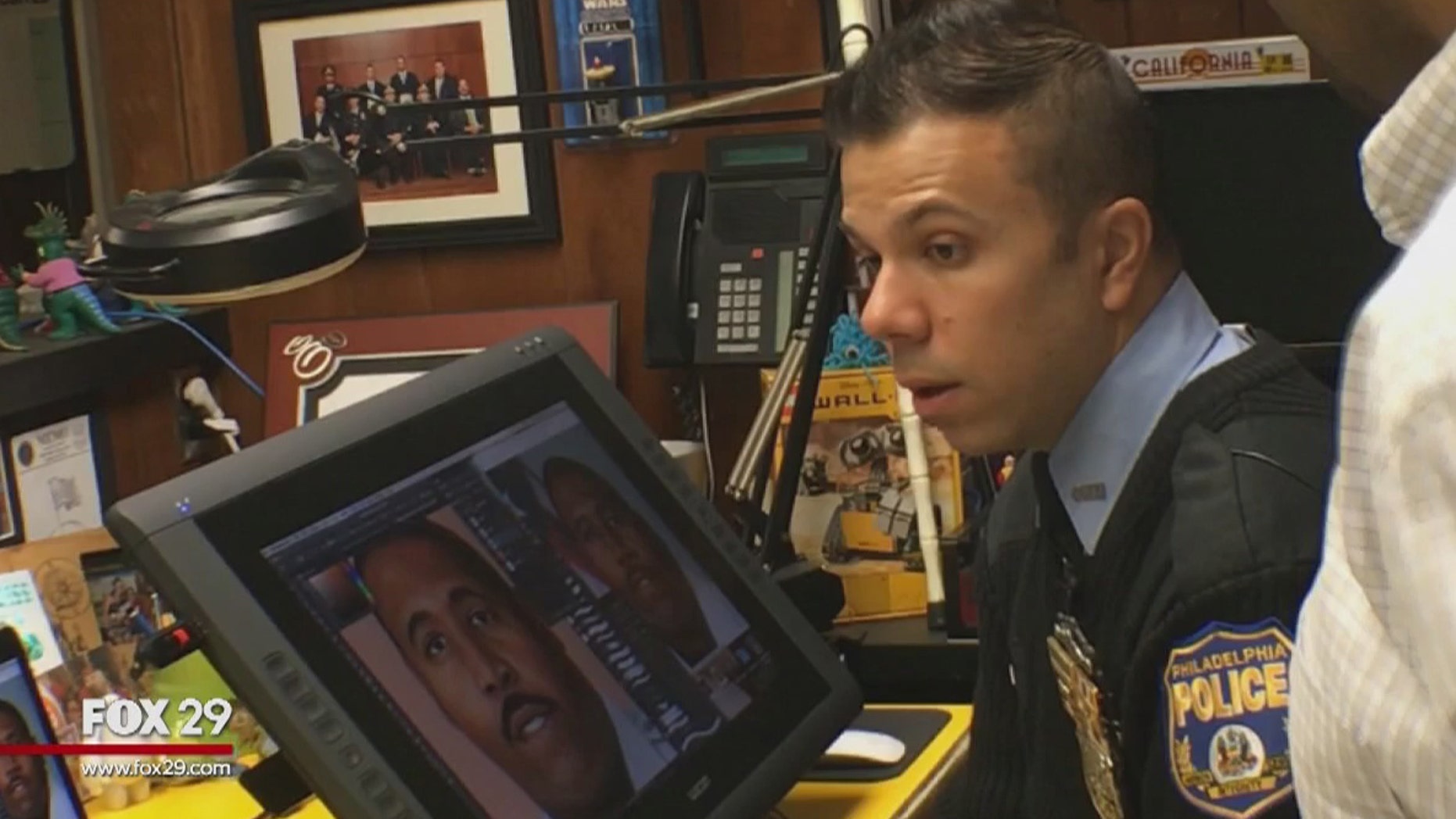 Philadelphia Officer Jonny Castro draws portraits of fallen officers in their honor.