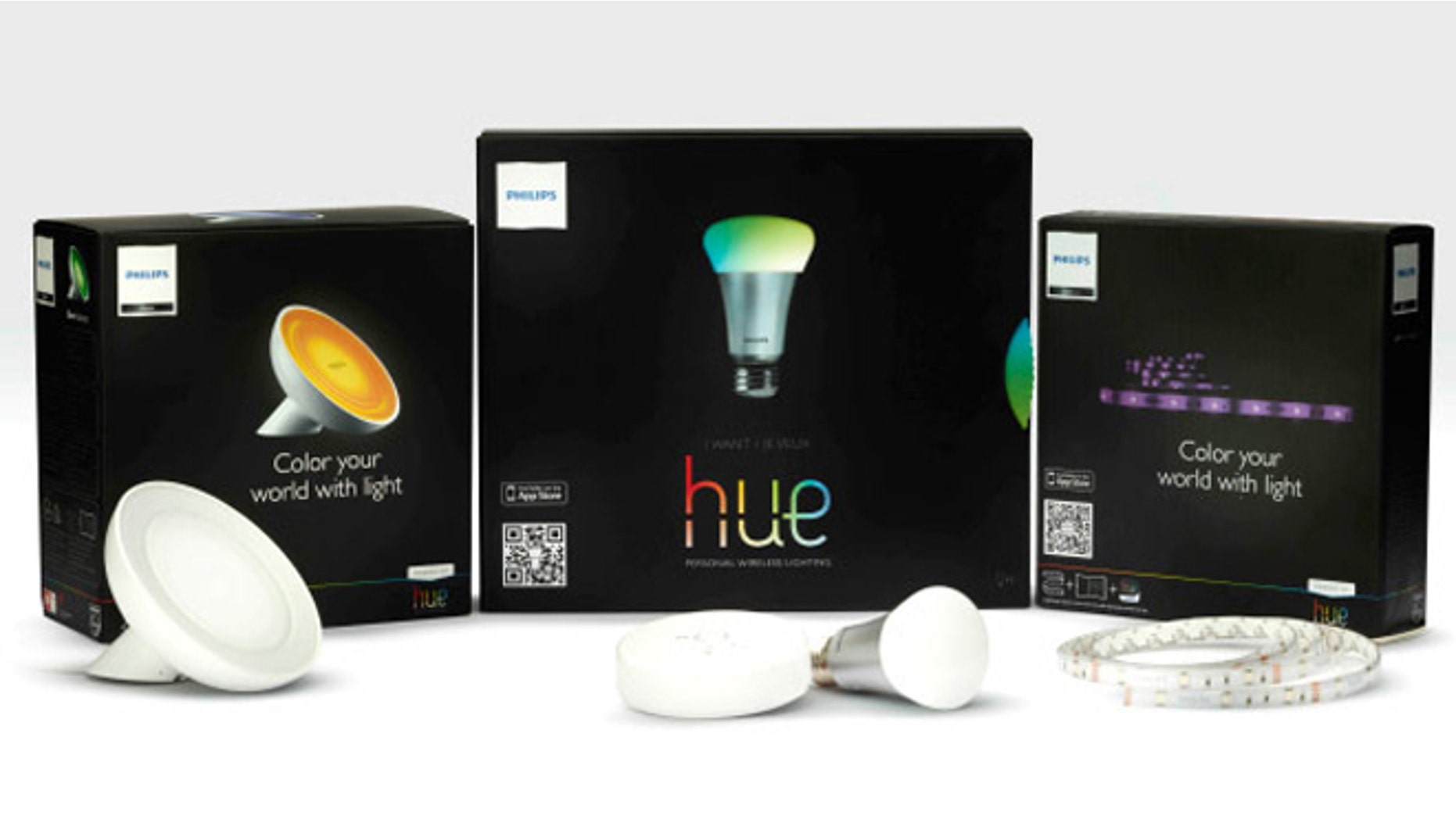 The Philips Hue, a line of tunable LED lightbulbs that can be controlled via smartphone.