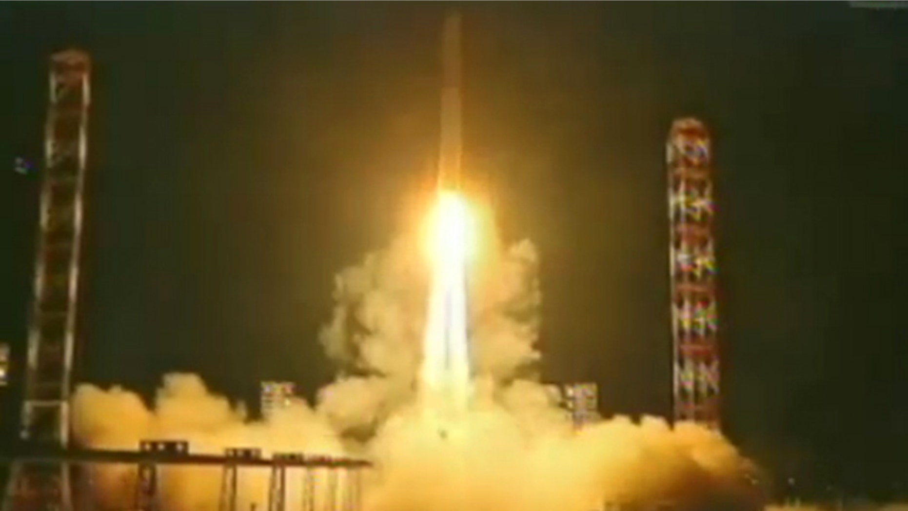 A Zenit rocket launches into space carrying Russia's Phobos-Grunt spacecraft oward Mars on a mission to collect samples of the Martian moon Phobos. Liftoff occured on Nov. 9, 2011 Local Time from Baikonur Cosmodrome in Kazakhstan (Nov. 8 EST).