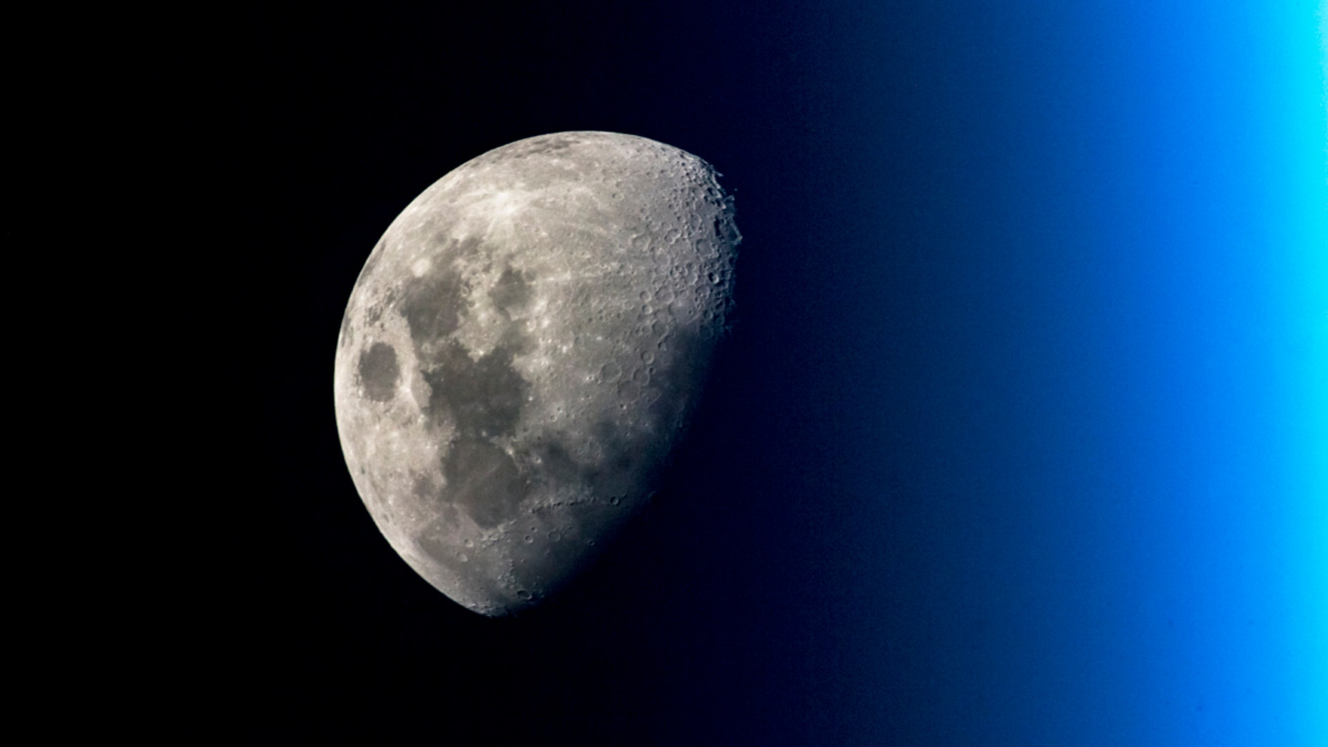Pay-dirt potential? Earth's moon as seen from the International Space Station.