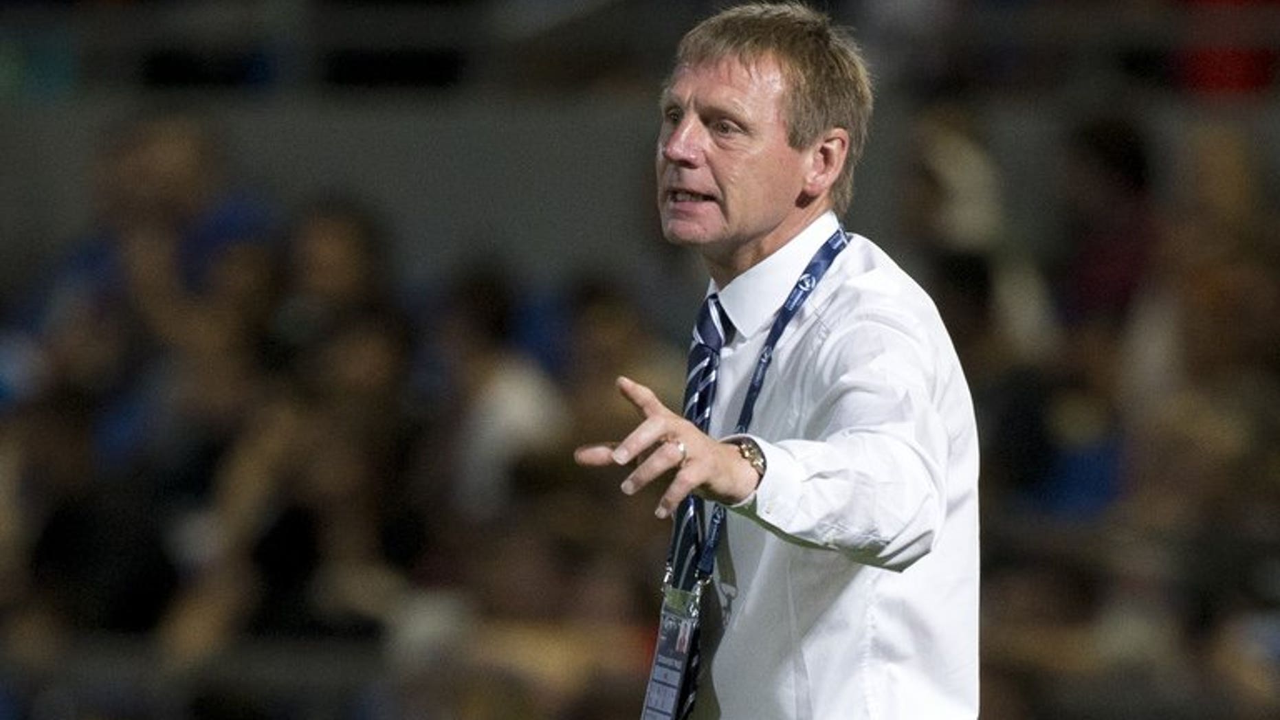 England's coach Stuart Pearce reacts during the 2013 UEFA U-21 Championship group A football match between England and Italy at Bloomfield Stadium in Tel Aviv on June 5, 2013. Pearce's reign as England Under-21 coach came to an end on Tuesday as it was announced he would not be offered a new contract following the side's humiliating first round exit at the European championships this month.