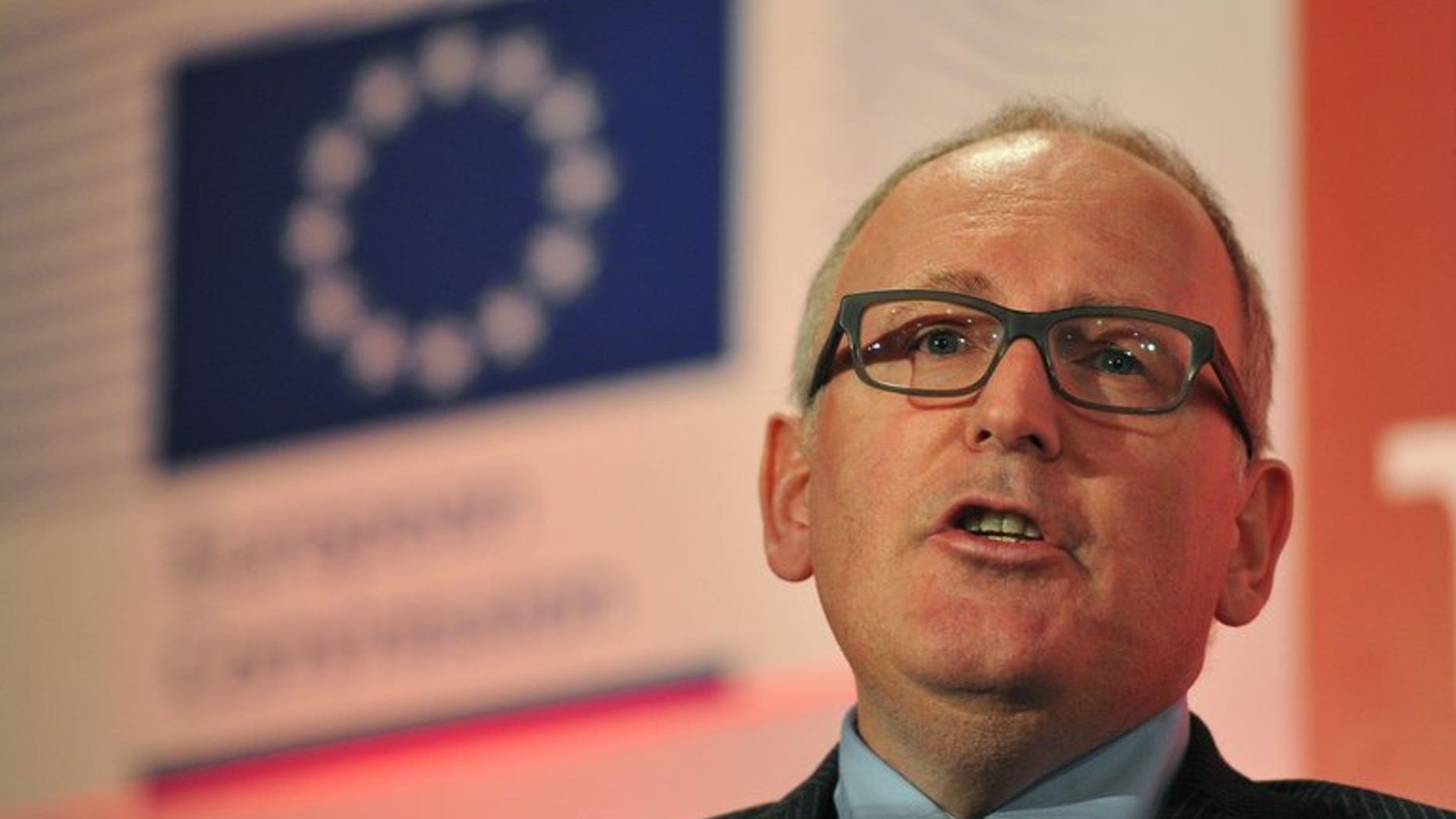 Dutch Foreign Minister Frans Timmermans speaks during the "Prospects for Revival in the Eurozone - and what place for Britain in Europe?" conference in London, on February 28, 2013. The conference on the future of the Eurozone and Britain's place in Europe hosted speakers including European Economic Affairs Commissioner Olli Rehn and EU president Herman Van Rompuy. AFP PHOTO / CARL COURT