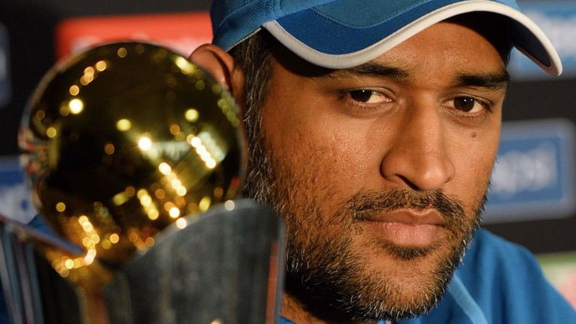 Indian cricket captain Mahendra Singh Dhoni addresses a news conference in Birmingham on June 22, 2013, a day ahead of the Champions Trophy match against England. Dhoni hopes the keen tussle between his young team and hosts England will produce an exciting final.
