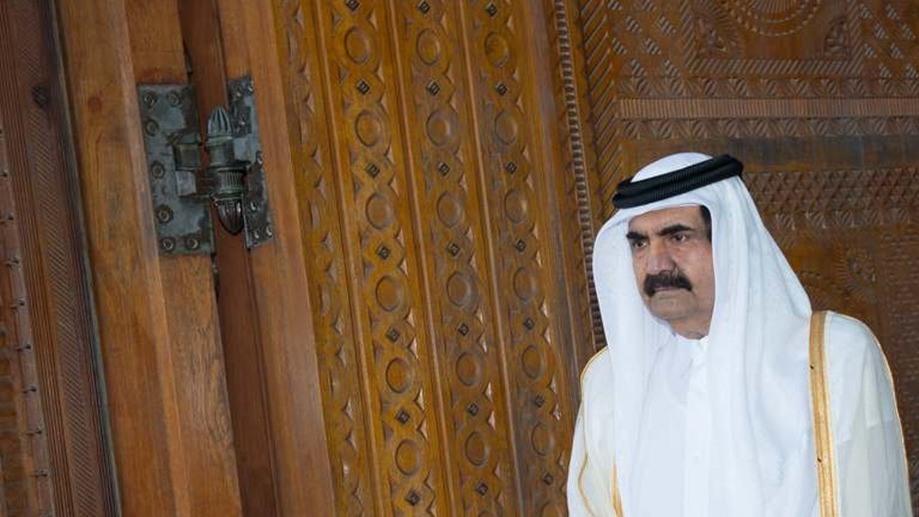 Qatari Emir Sheikh Hamad bin Khalifa al-Thani is pictured in Doha on June 23, 2013. The emir is expected to meet members of the royal family Monday, with Qatari officials and diplomats saying a transfer of power to his son, Crown Prince Sheikh Tamim bin Hamad al-Thani, is imminent.