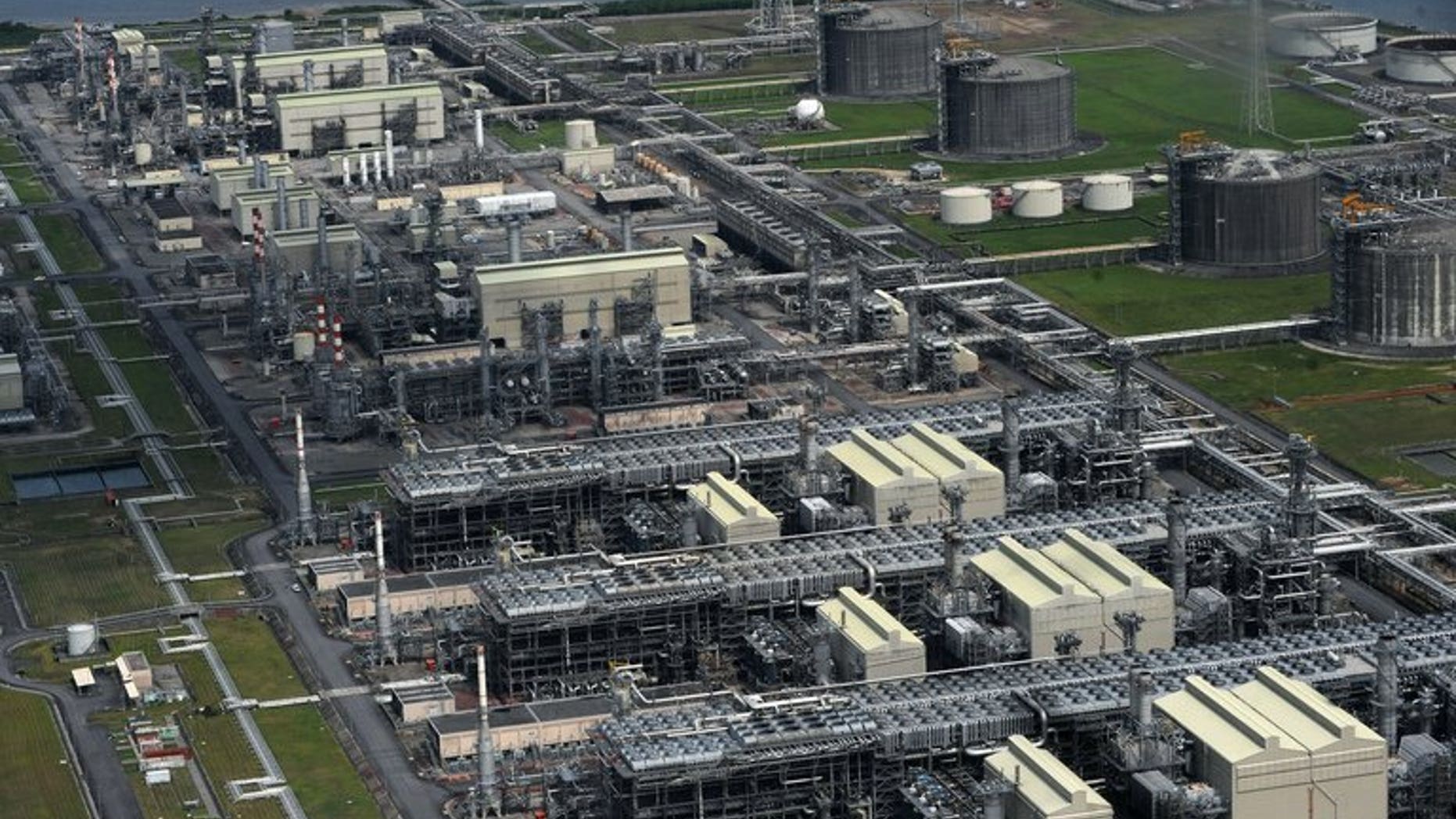 A Nigeria Liquefied Natural Gas (NLNG) plant is pictured at Bonny Island in Rivers State on March 22, 2013. Maritime authorities have halted liquefied natural gas exports from Nigeria due to a dispute over fees and taxes, blocking ships at a facility producing some seven percent of global LNG supply, officials said Monday.