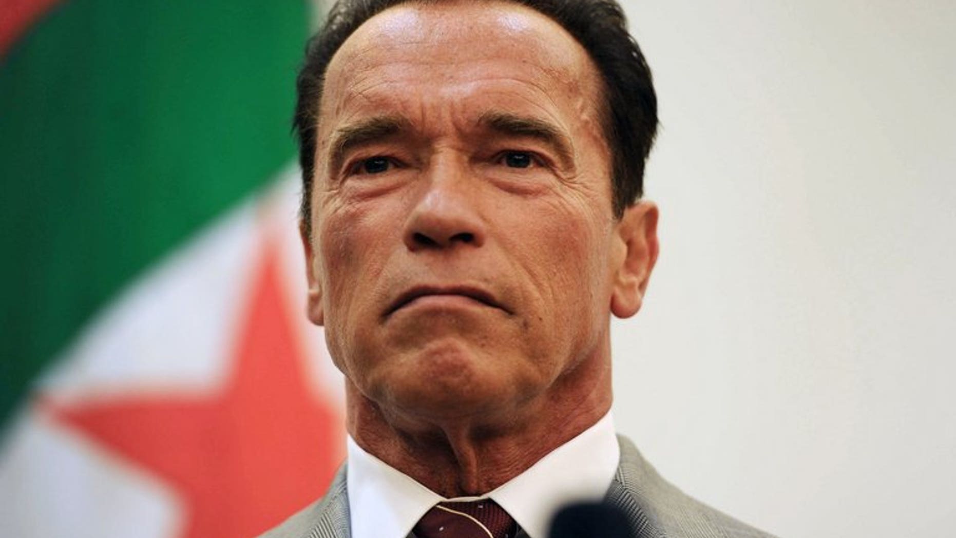 Arnold Schwarzenegger attends a press conference in Algiers on June 25, 2013. US actor and former California governor Schwarzenegger vowed in Algeria on Tuesday to press his bid to "terminate" threats to the environment through his climate action campaign.