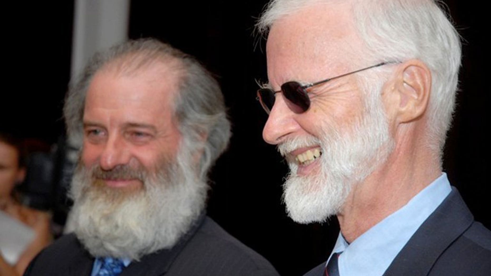 Robert Fowler (R), UN special envoy to Niger, and his assistant Louis Guay are pictured in Bamako, Mali, on April 23, 2009, after they were released by Al-Qaeda-linked captors after months as hostages. Canada lodged charges on June 26, 2013, against Mohktar Belmohktar, former head of Al-Qaeda in the Islamic Maghreb (AQIM), for his role in the kidnapping of the two diplomats five years ago.