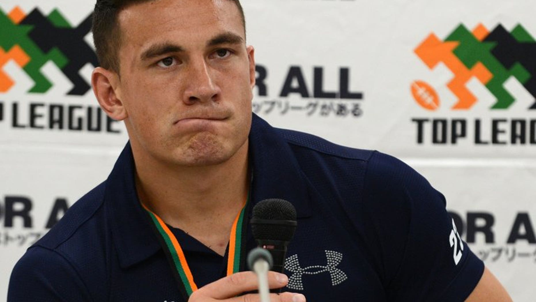 Sonny Bill Williams at a press conference in Tokyo on September 1, 2012. Williams was reported Sunday to be eyeing a switch to rival code rugby union, attracted by the lure of Olympic gold.