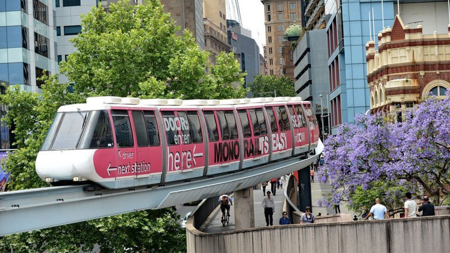 A monorail carriage heads towards Darling Harbour in downtown Sydney on November 9, 2012. The New South Wales state government announced in March that the controversial above-ground rail link would be pulled down.