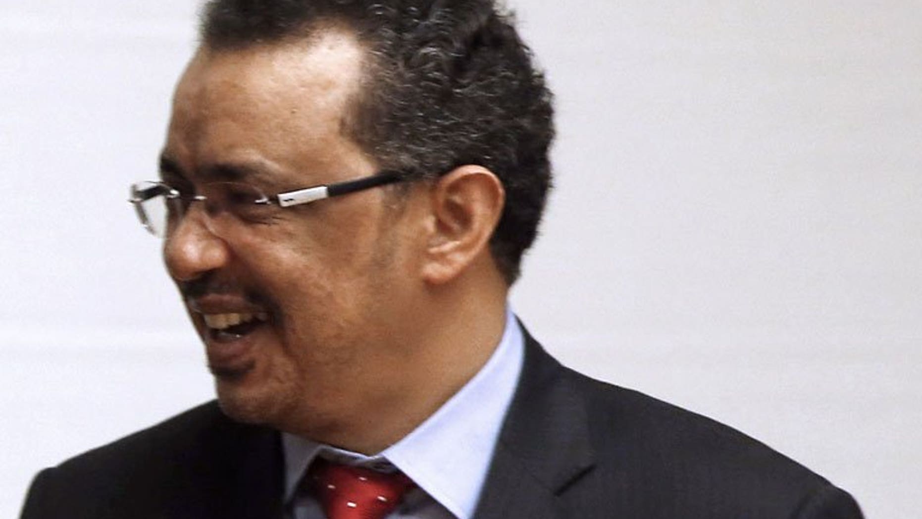 Ethiopian Foreign Foreign Minister Tedros Adhanom is pictured in Addis Ababa, on May 25, 2013. Ethiopia is hoping that talks with Egypt will ease a row over sharing the waters of the Nile, Adhanom said on Sunday during a trip to Algeria.