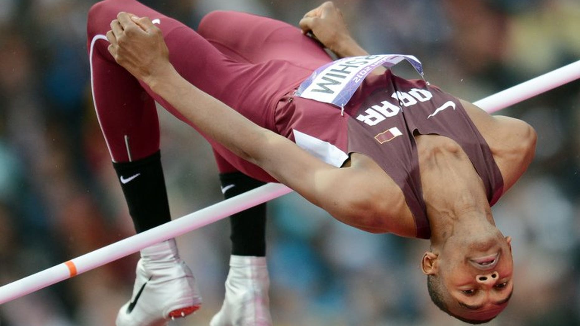 Qatar's Mutaz Essa Barshim in action at the London Olympics on August 7, 2012. He has withdrawn from the Asian athletics championships, robbing the already depleted event in India of its star attraction.