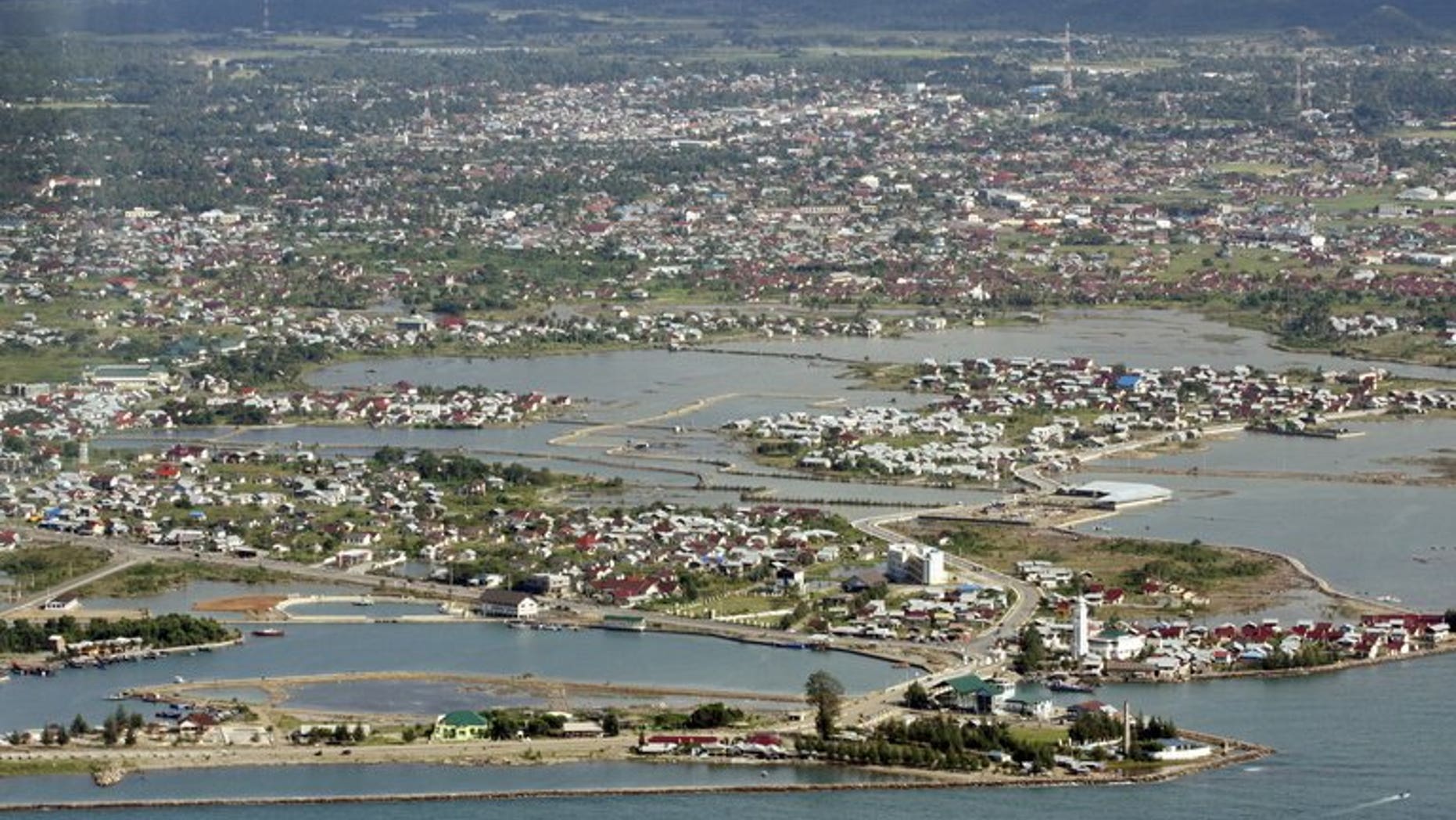 An aerial shot of the coast of Banda Aceh, Indonesia, on April 3, 2009. A strong 6.1-magnitude earthquake struck the northwestern Indonesian province of Aceh on Tuesday, the US Geological Survey said.