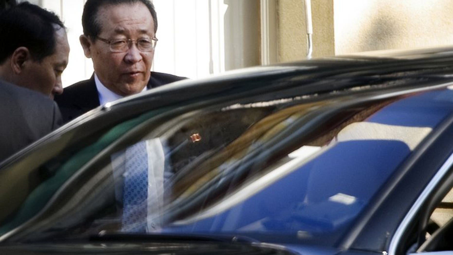 North Korea's first vice foreign minister Kim Kye-Gwan leaves the North Korean embassy in Geneva on October 24, 2011. He was due in Moscow for a series of meetings aimed at reviving the stalled six-party process after months of tensions.